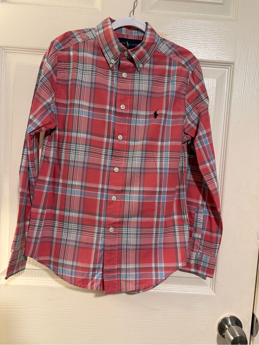Ralph Lauren Red Plaid Button-Down kids Shirt size 10-12 #theclassy